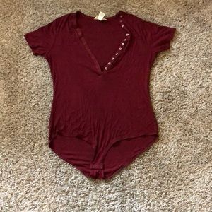 Burgundy Plus Size Bodysuit